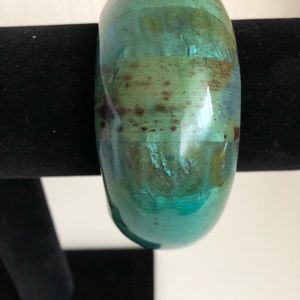 Green and Teal Wood Bangle Bracelet